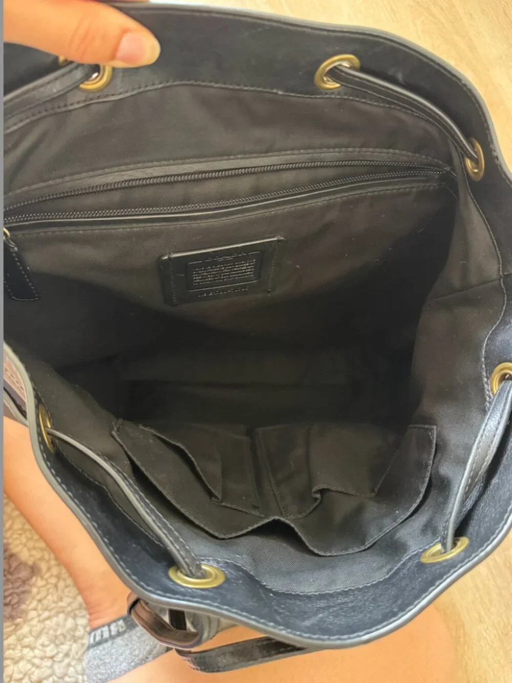 Coach Black Leather Backpack